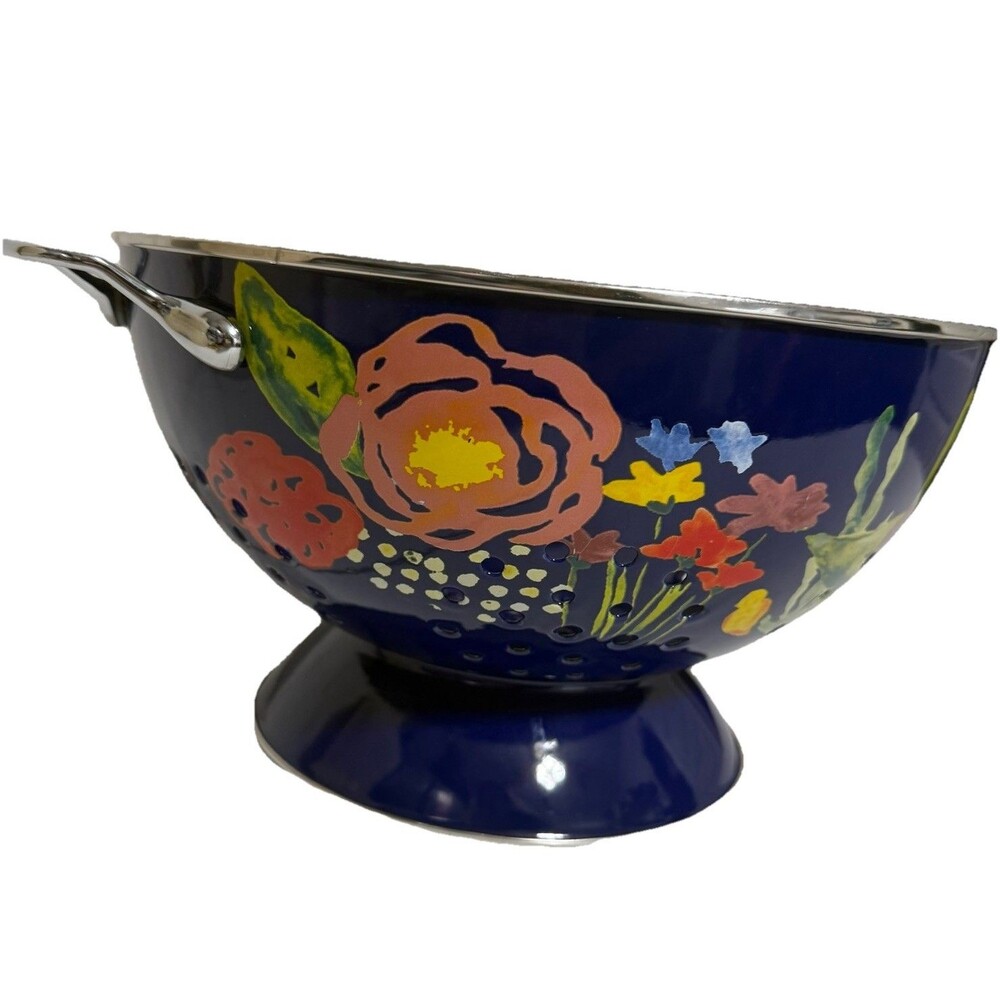 The Pioneer Woman Colander Classic Charm Strainer 5 Quart Blue Stainless Steel - Picture 4 of 10